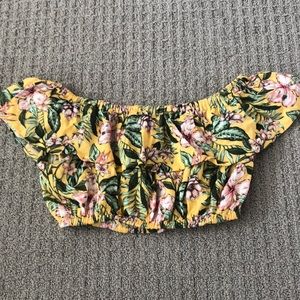 off shoulder flora crop top